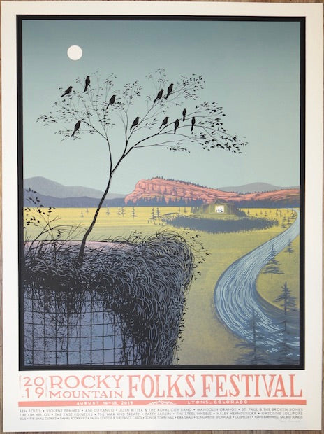 2019 Rocky Mountain Folks Festival - Lyons Silkscreen Concert Poster by Justin Santora