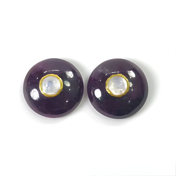 ruby, moonstone round shape cabochon