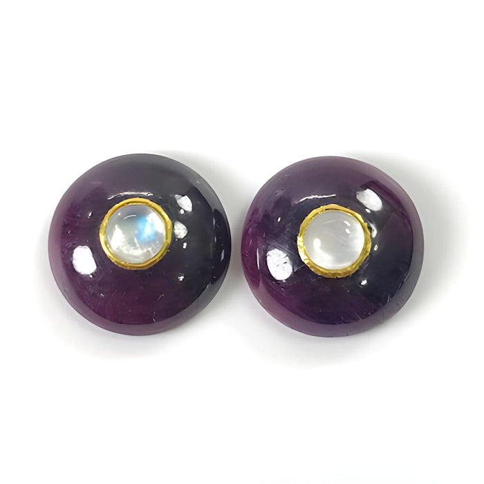 ruby, moonstone round shape cabochon