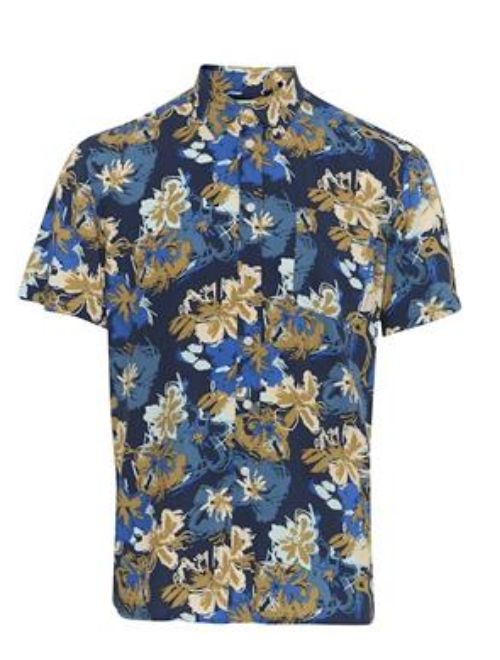 Abstract Floral Short Sleeve - Navy