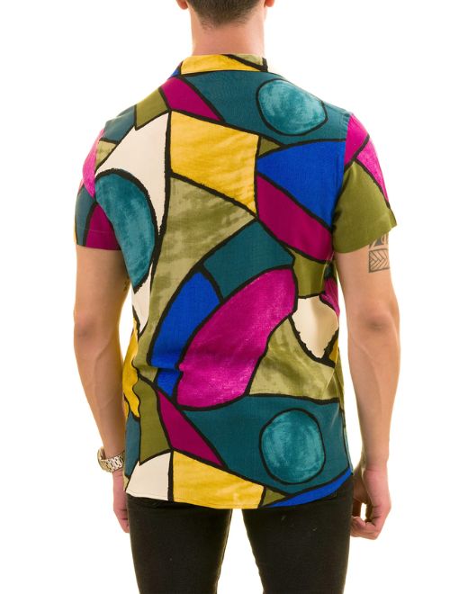 Abstract Print Button Up Shirt