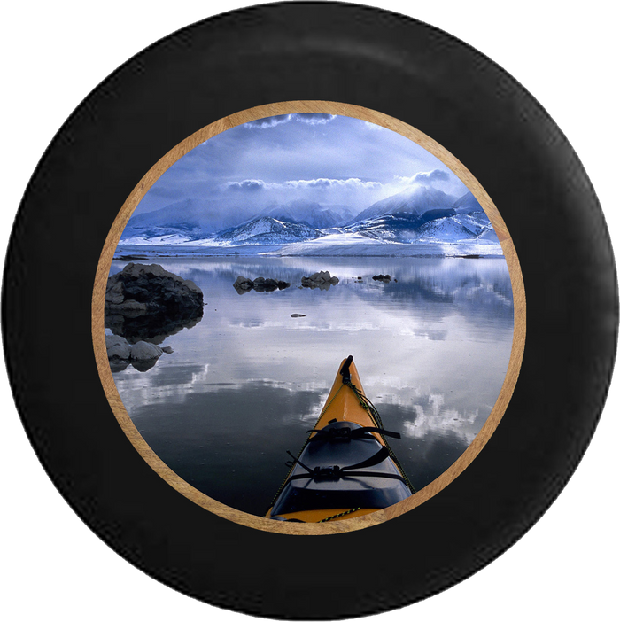 Alaska Sea Kayak in the Ocean Peaceful Serenity Jeep Camper Spare Tire Cover BLACK-CUSTOM SIZE/COLOR/INK- R298 - TireCoverPro