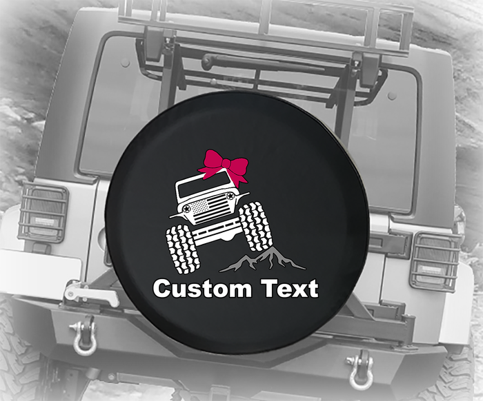 American Flag Offroad Girl Pink- Personalized Spare Tire Cover