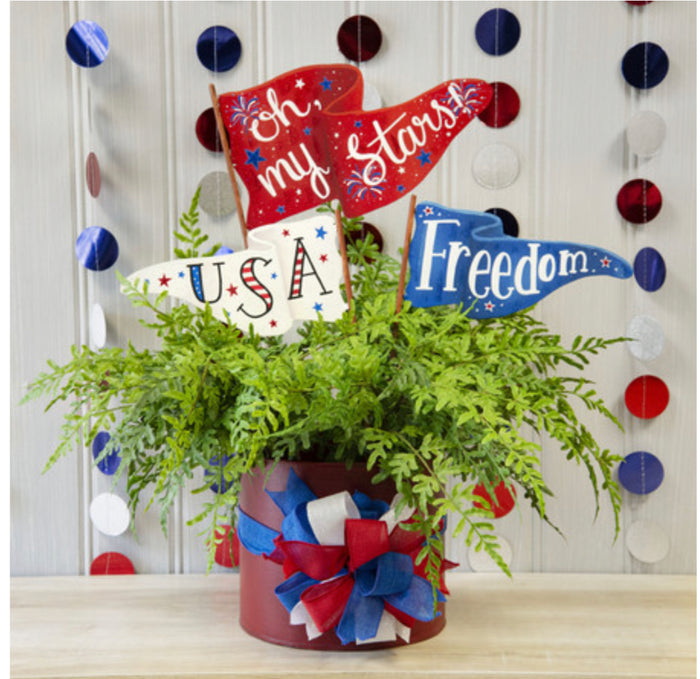 Americana: Freedom & USA Pennant Metal Flag Stakes