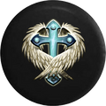 Angel Wings Metal Cross Jesus Bible Christian RV Camper Spare Tire Cover-35 inch