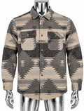 Aztec Pattern Overshirt - Charcoal/Grey