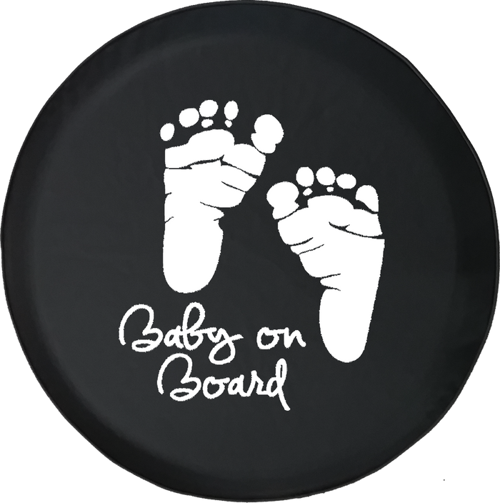Baby on Board Foot Prints Offroad Jeep RV Camper Spare Tire Cover J328 - TireCoverPro