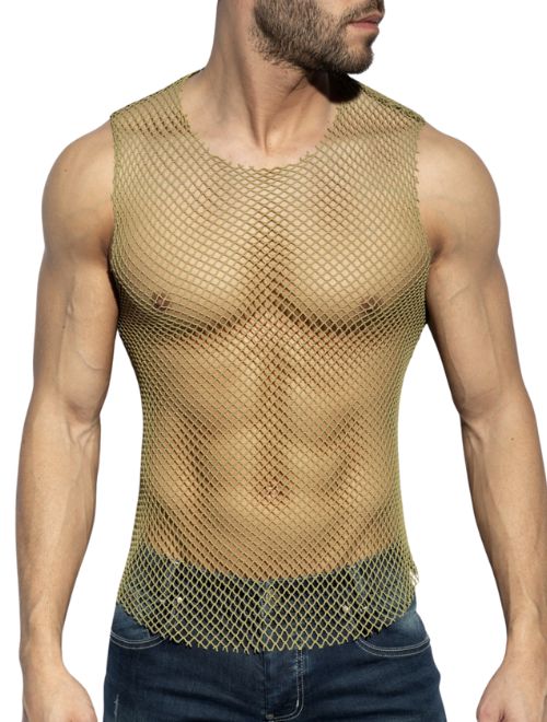 Beachy Net Tank - Khaki