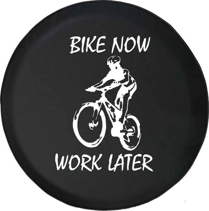 Bike Now Work Later Mountain Road Downhill Offroad Racing Offroad Jeep RV Camper Spare Tire Cover S257