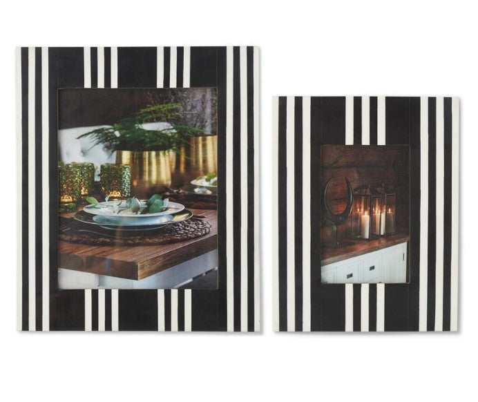 Black and White Stripe Picture Frame 8x10 or 4x6