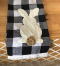 Black & White Check Sweater Bunny Hand Towel