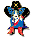 Blue Dog Cowboy Lapel Pin