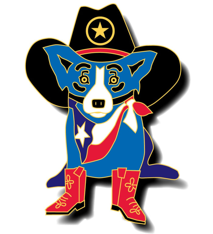 Blue Dog Cowboy Lapel Pin