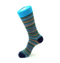 Blue Green Yellow Stripe Crew Socks