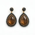 bronze stone pendant earrings