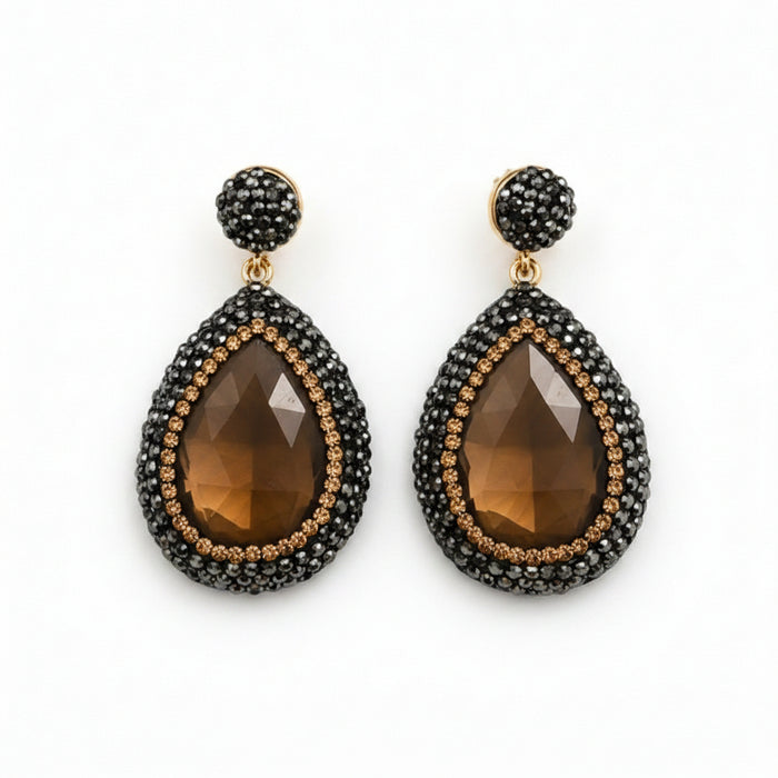 bronze stone pendant earrings