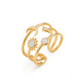 Celestial Harmony Ring – multi-band gold cuff with moon sun and star – Zoha Los Angeles
