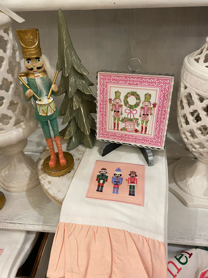 Christmas Nutcracker Green and Peachy Pink with Drum