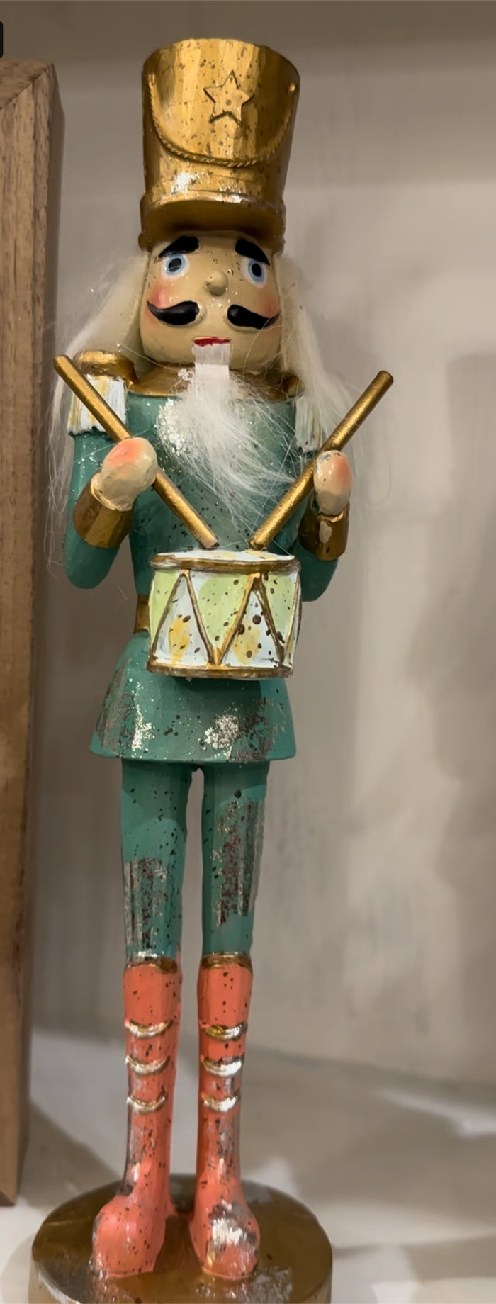 Christmas Nutcracker Green and Peachy Pink with Drum