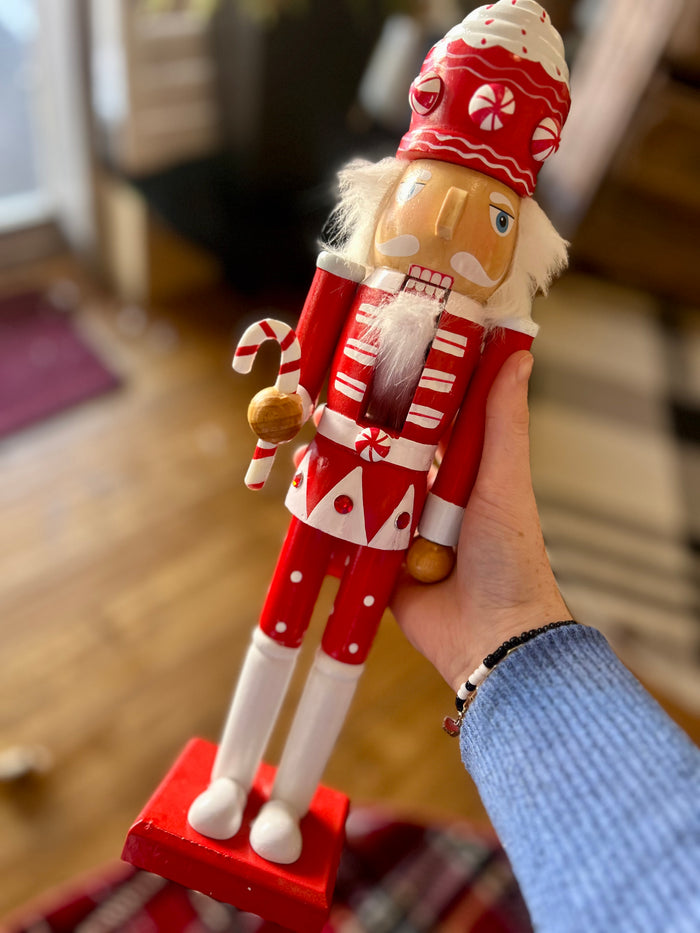 Christmas Nutcrackers Red & White Candy Accents Set of 2