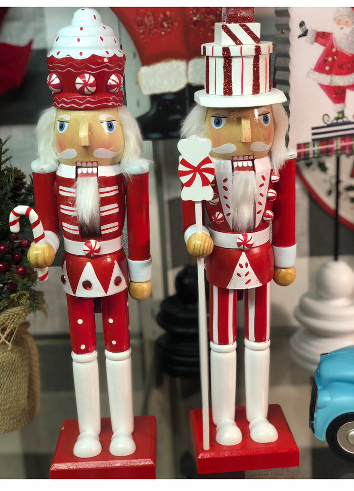 Christmas Nutcrackers Red & White Candy Accents Set of 2