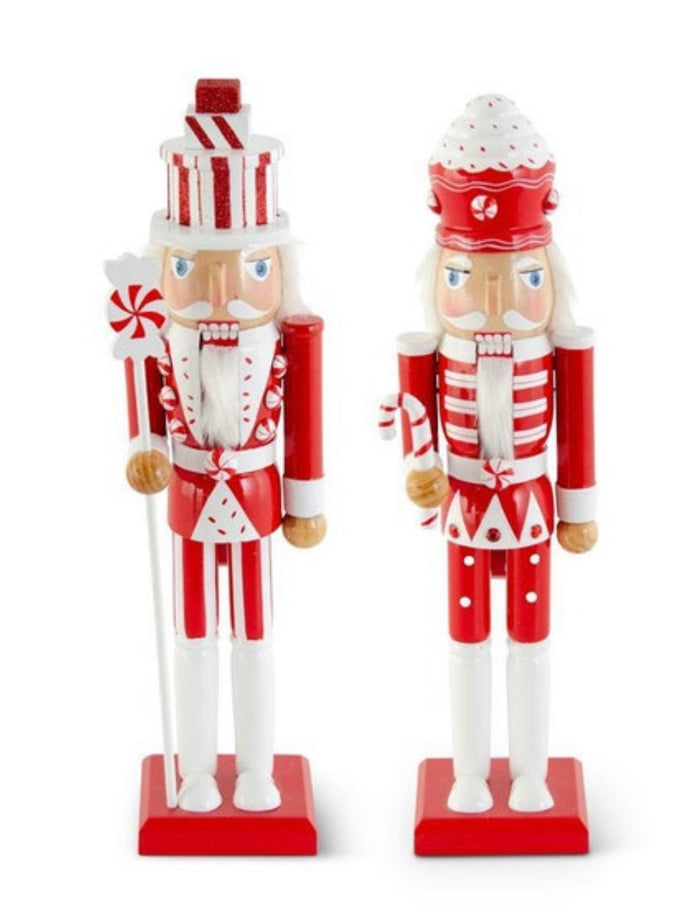 Christmas Nutcrackers Red & White Candy Accents Set of 2