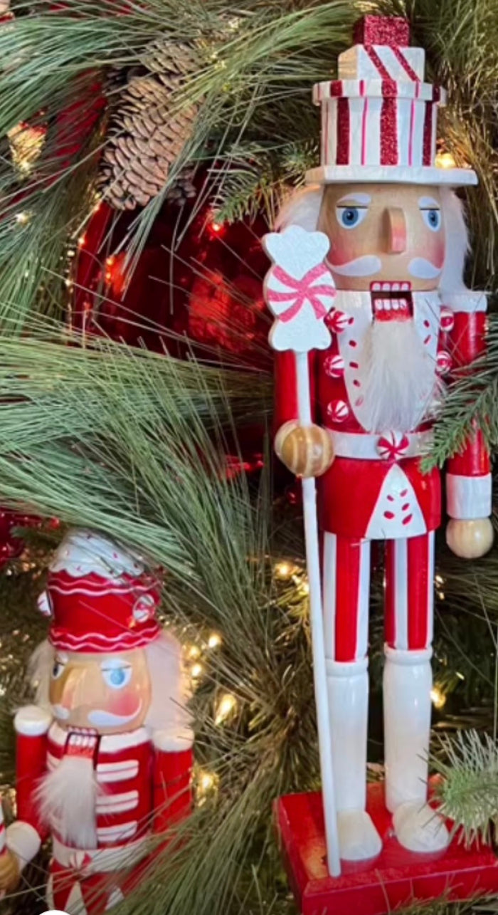 Christmas Nutcrackers Red & White Candy Accents Set of 2