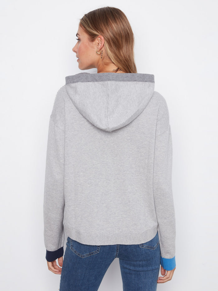 This cozy gray hoodie is crafted from 100% cotton for ultimate comfort and breathability in everyday wear by Charlie B.