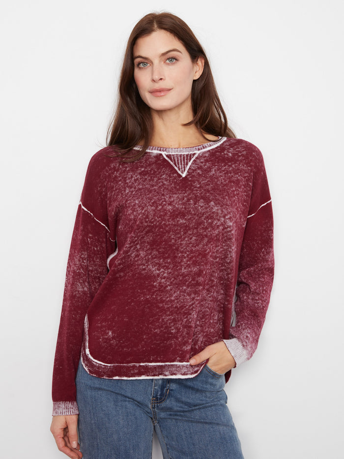 This sweater features a washed finish, giving it a unique texture and style. Made from 100% cotton for comfort and durability by Charlie B.