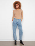 Barrel leg denim jeans in blue with stylish patch pockets and ankle length, offering a modern twist by Charlie B.