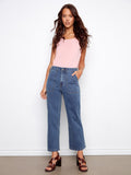 Denim pants with a straight fit, featuring utility style pockets for practical elegance. Designed with stretch fabric by Charlie B.
