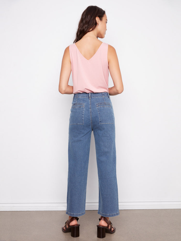 Effortlessly chic cropped length jeans made from durable stretch denim for everyday wearability by Charlie B.