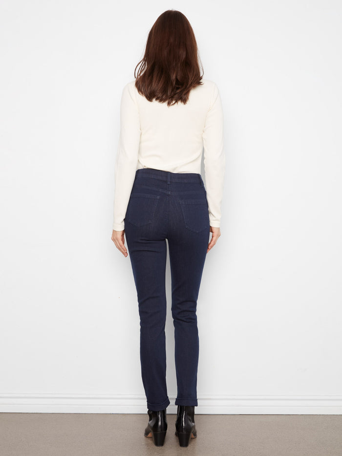 Regular rise jeans with cuffed hem detailing, combining classic style with modern flair by Charlie B.