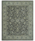 Custom Made Antique Design Charcoal and Beige Traditional Floral Hand Tufted rug - The Rug Decor