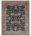 Custom Made Hand Knotted Black and Rust Traditional Oushak Wool Area Rug - The Rug Decor