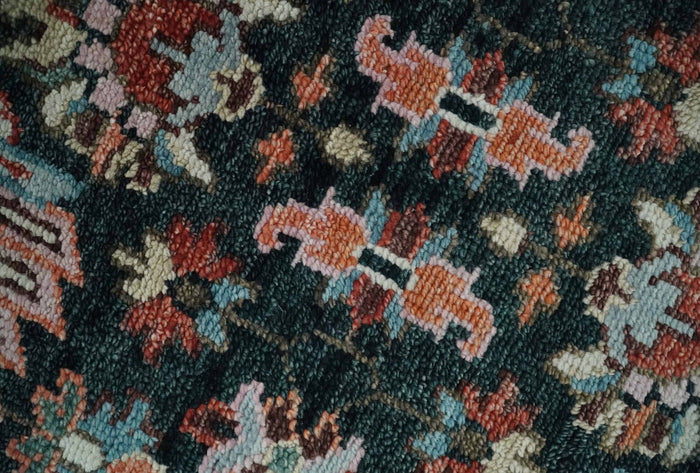 Custom Made Hand Knotted Black and Rust Traditional Oushak Wool Area Rug - The Rug Decor