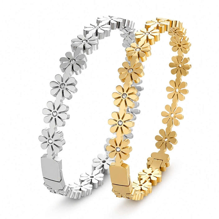 Daisy Bloom Crystal Bracelet – 18k Gold Plated