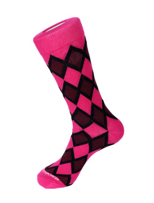 Diamond Link Burgundy Crew Sock