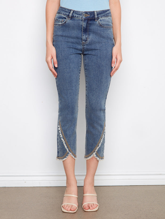 These jeans showcase a five-pocket design, combining functionality with style in stretch denim. By Charlie B.