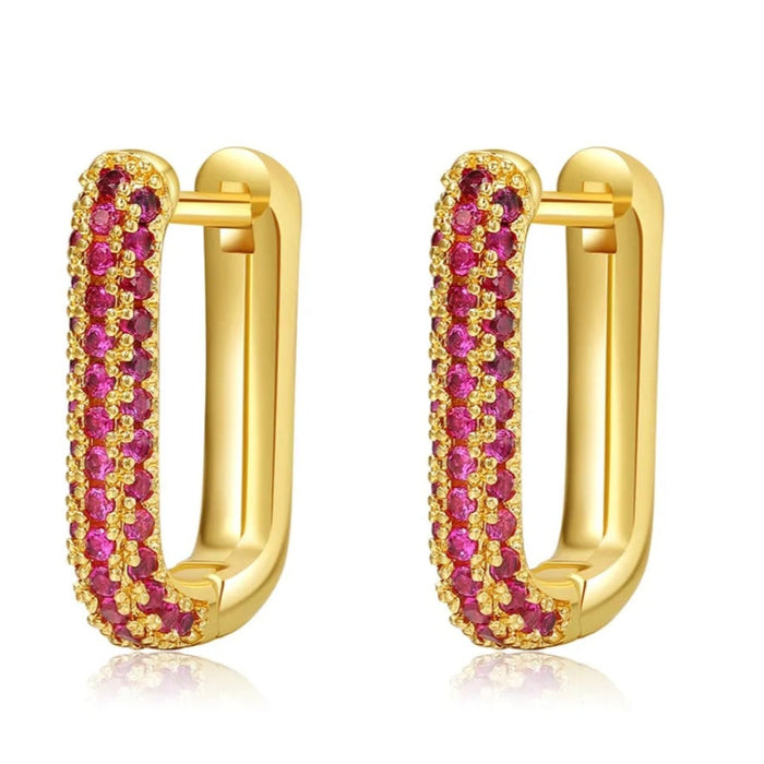 Emy Pavé Hoop Earrings | Crystal Rectangular Hoops