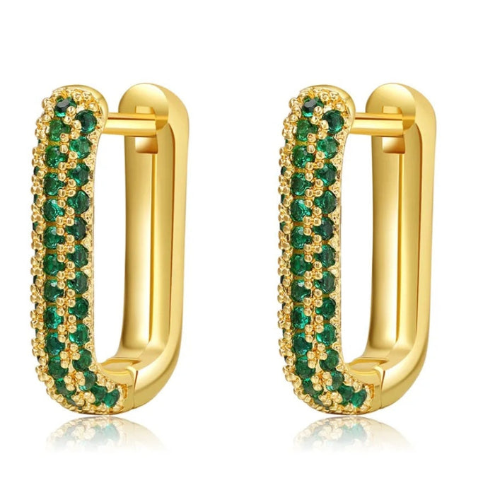 Emy Pavé Hoop Earrings | Crystal Rectangular Hoops