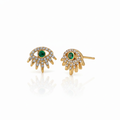 evil eye earrings with green enamel 18k gold plated