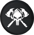 Fire Department Punisher Skull Shield Helmet with Crossed Axes Offroad Jeep RV Camper Spare Tire Cover J370 - TireCoverPro