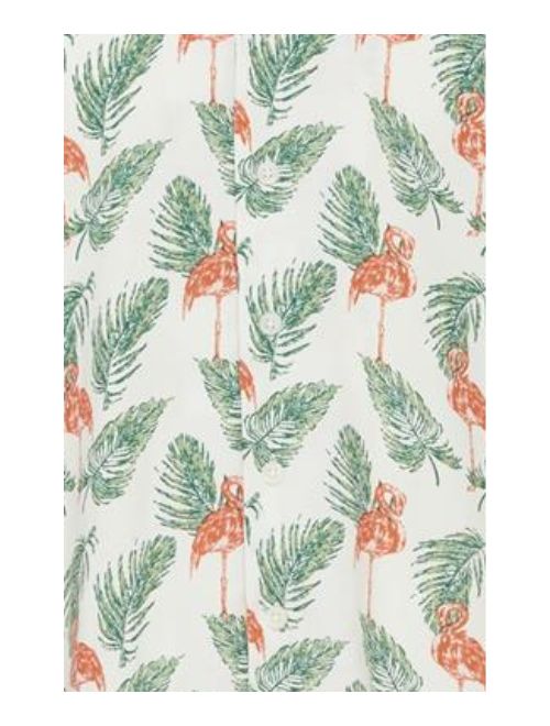 Flamingo Pattern Short Sleeve - White