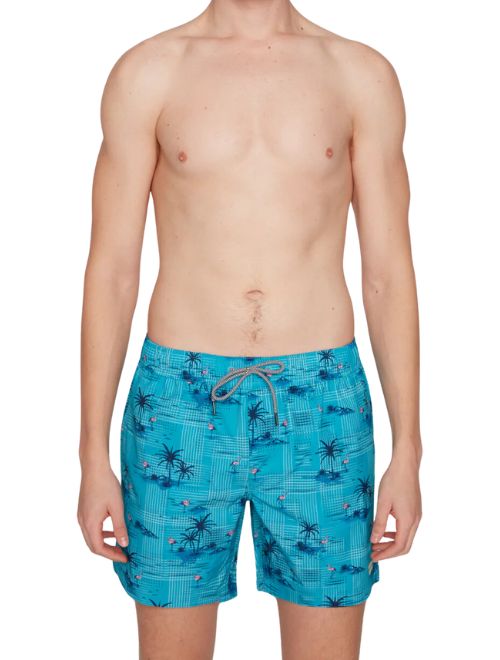 Flamingo Print Swimsuit - Turquoise