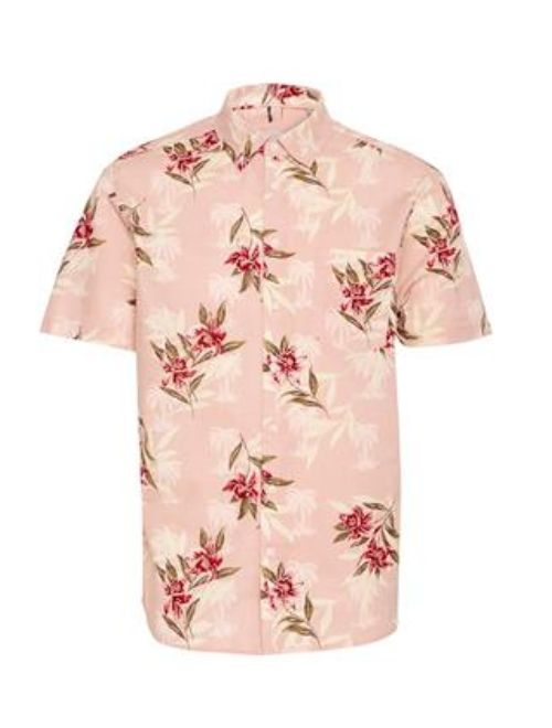 Floral Motif Short Sleeve - Pink
