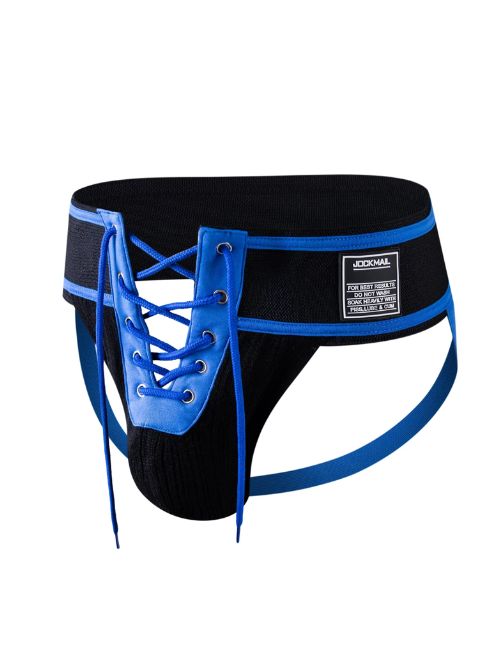 Front Lace Open Jock - Blue