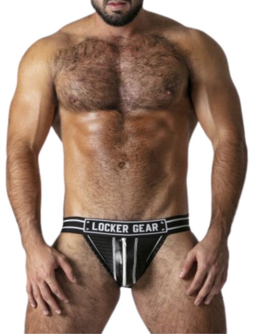 Front Zipper Jockstrap - White