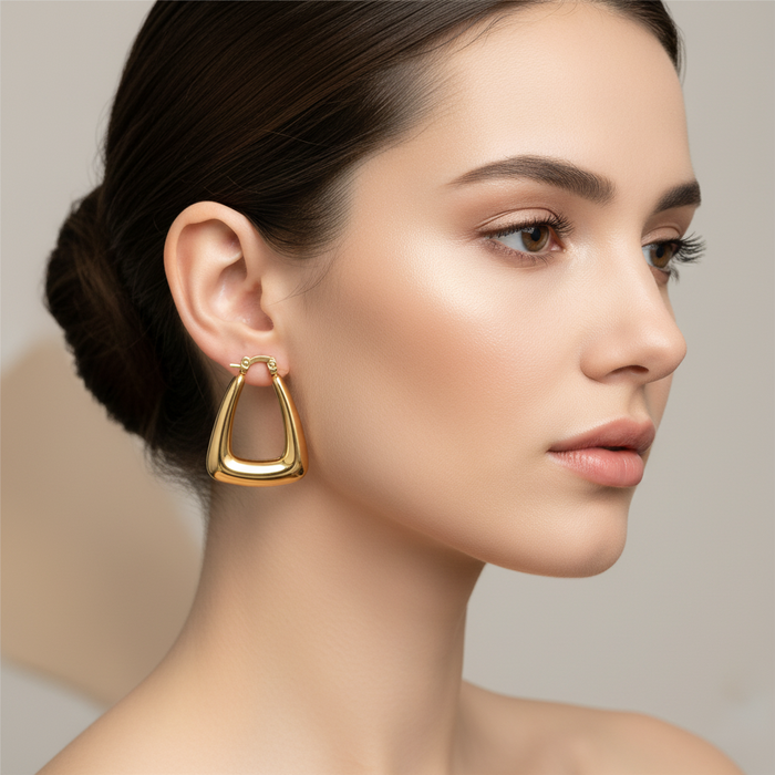 Gail Hoop Earrings | Geometric Triangular Teardrop Hoops