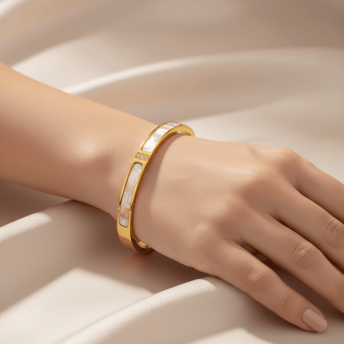 Grace Mother of Pearl Gold Bangle